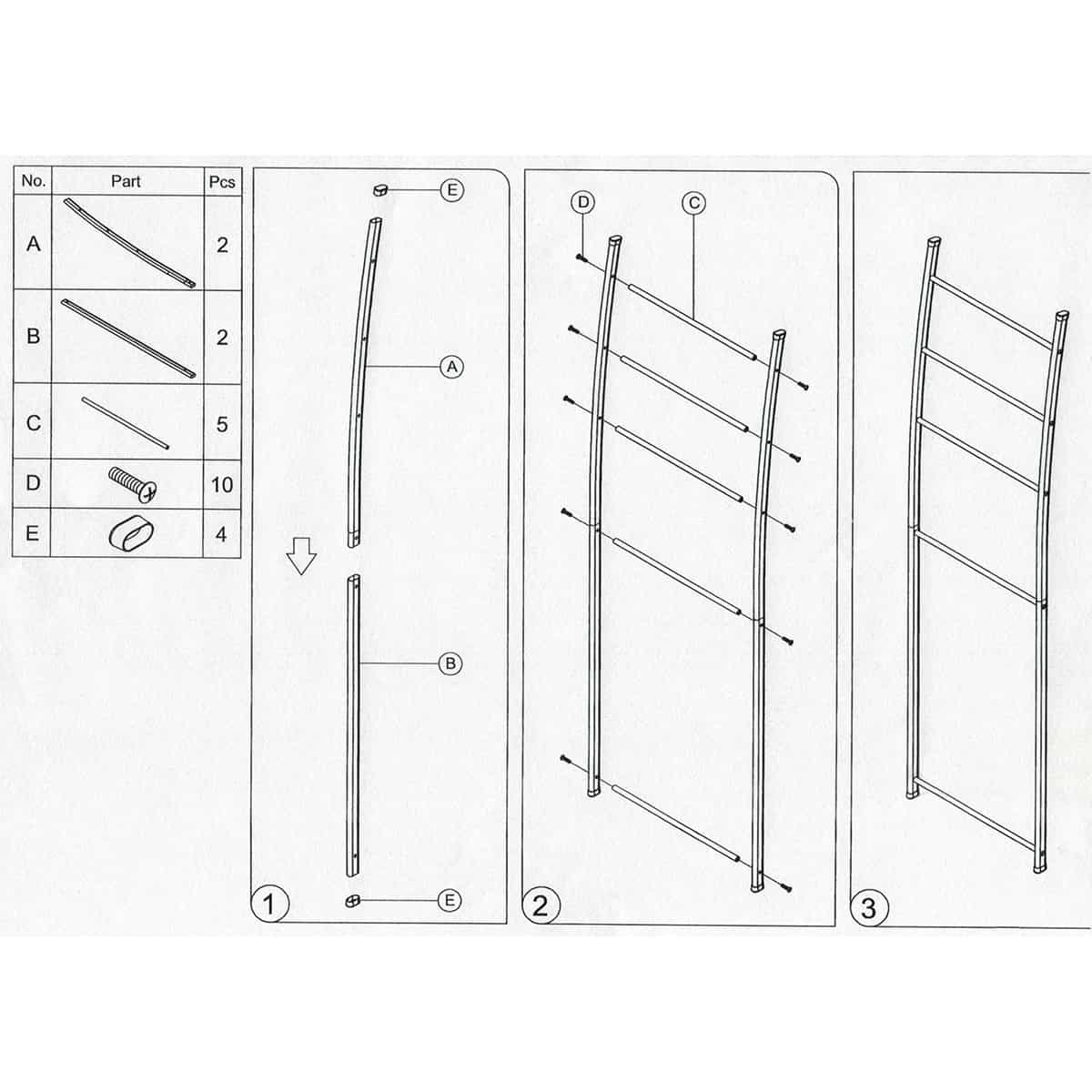 Details about   4 Bar Chrome-Plated Bath Towel Ladder Wall-Leaning Drying Rack Stand