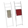 Free Standing Bath Towel Ladder Wall Leaning Drying Rack 4 Bars Metal White