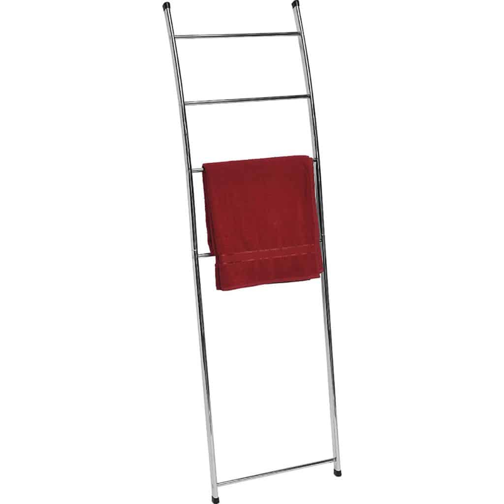 Free Standing Bath Towel Ladder Wall Leaning Drying Rack 4 Bars Metal Chrome