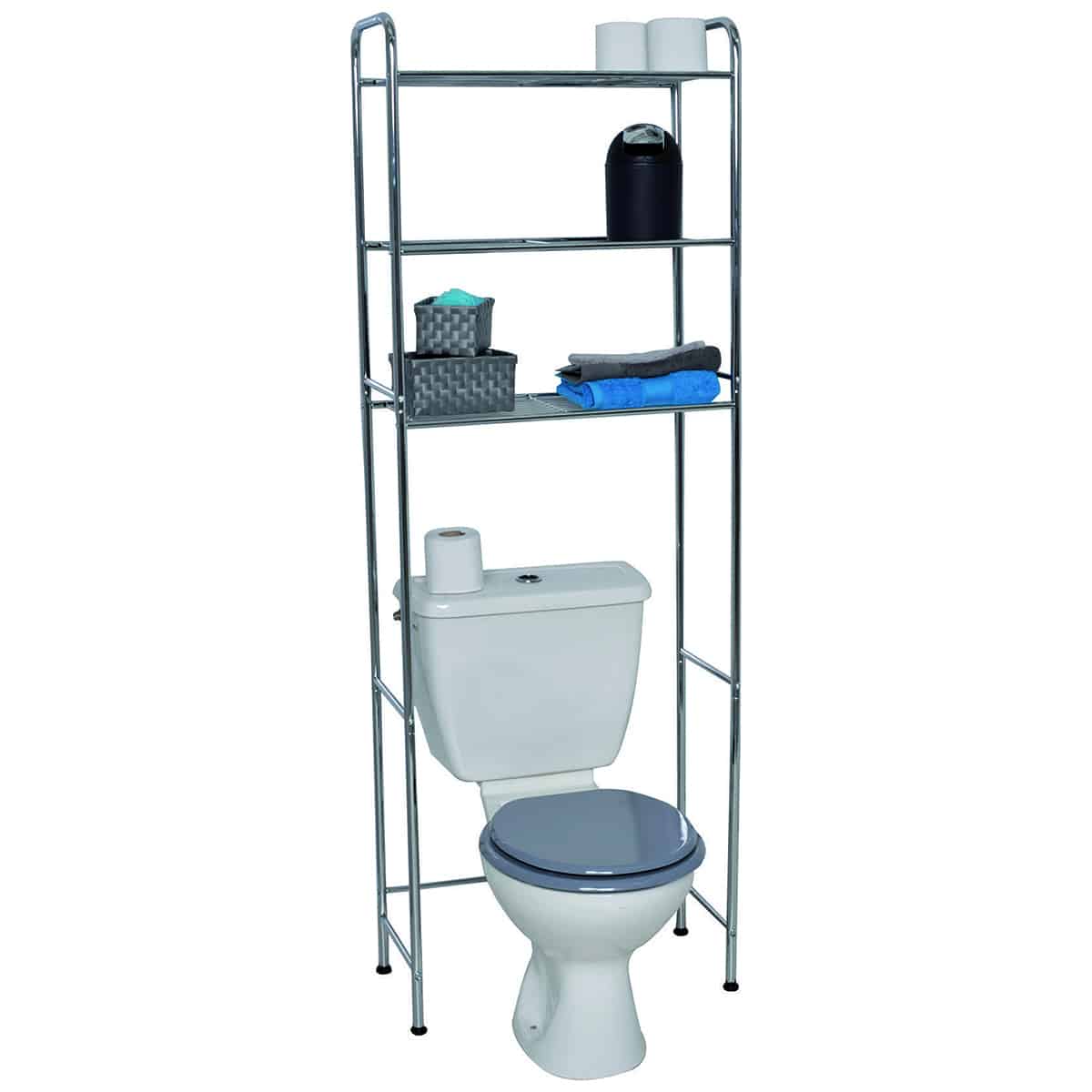 Over the Toilet Space Saver Metal 3 Tier Wire Shelves Chrome