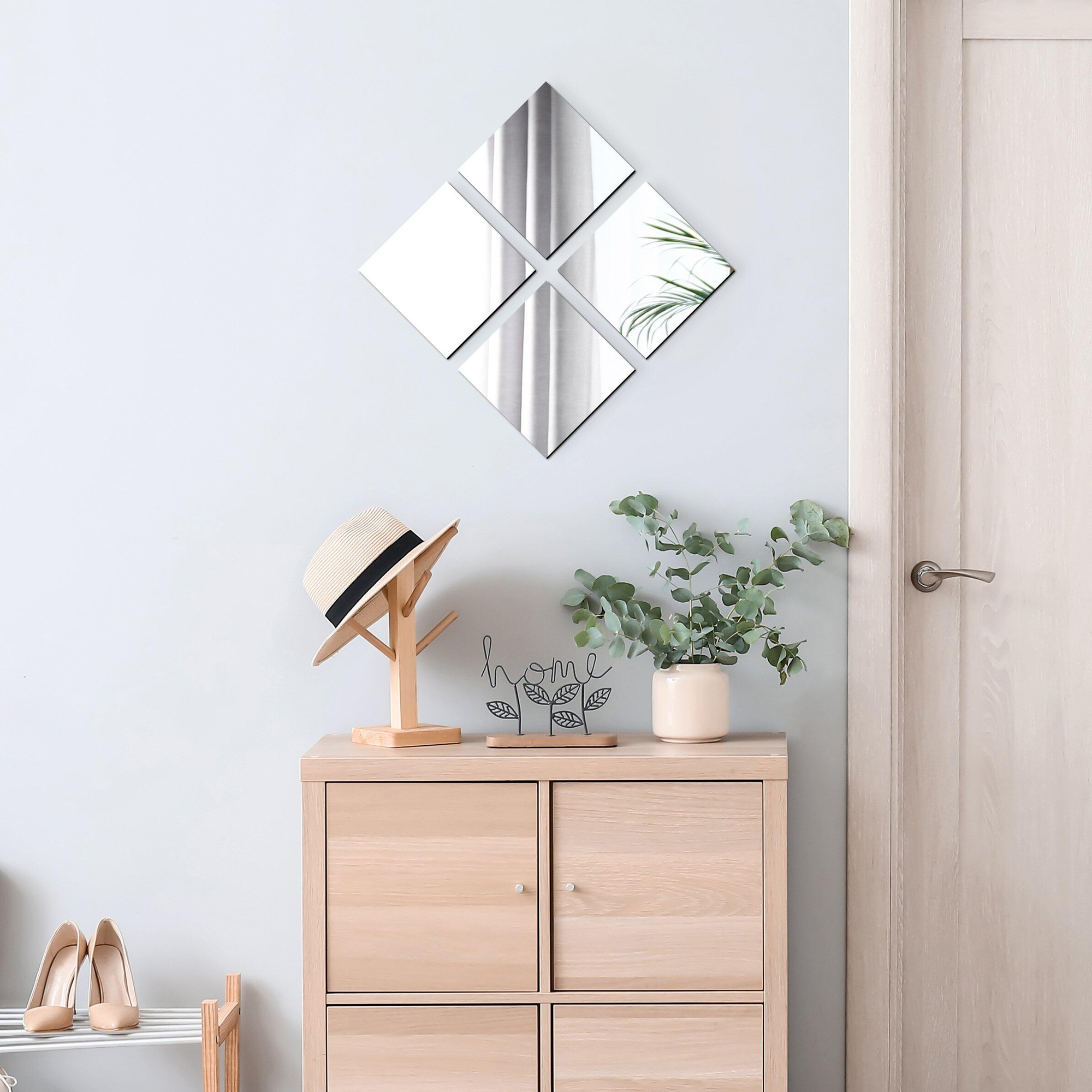 Small Decorative Wall Self Adhesive Shaped Mirrors - Set of 4