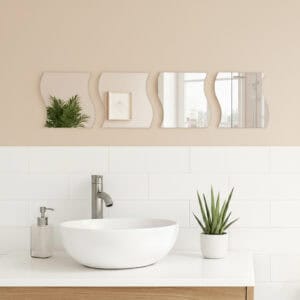 Small Decorative Wall Self Adhesive Shaped Mirrors - Set of 4