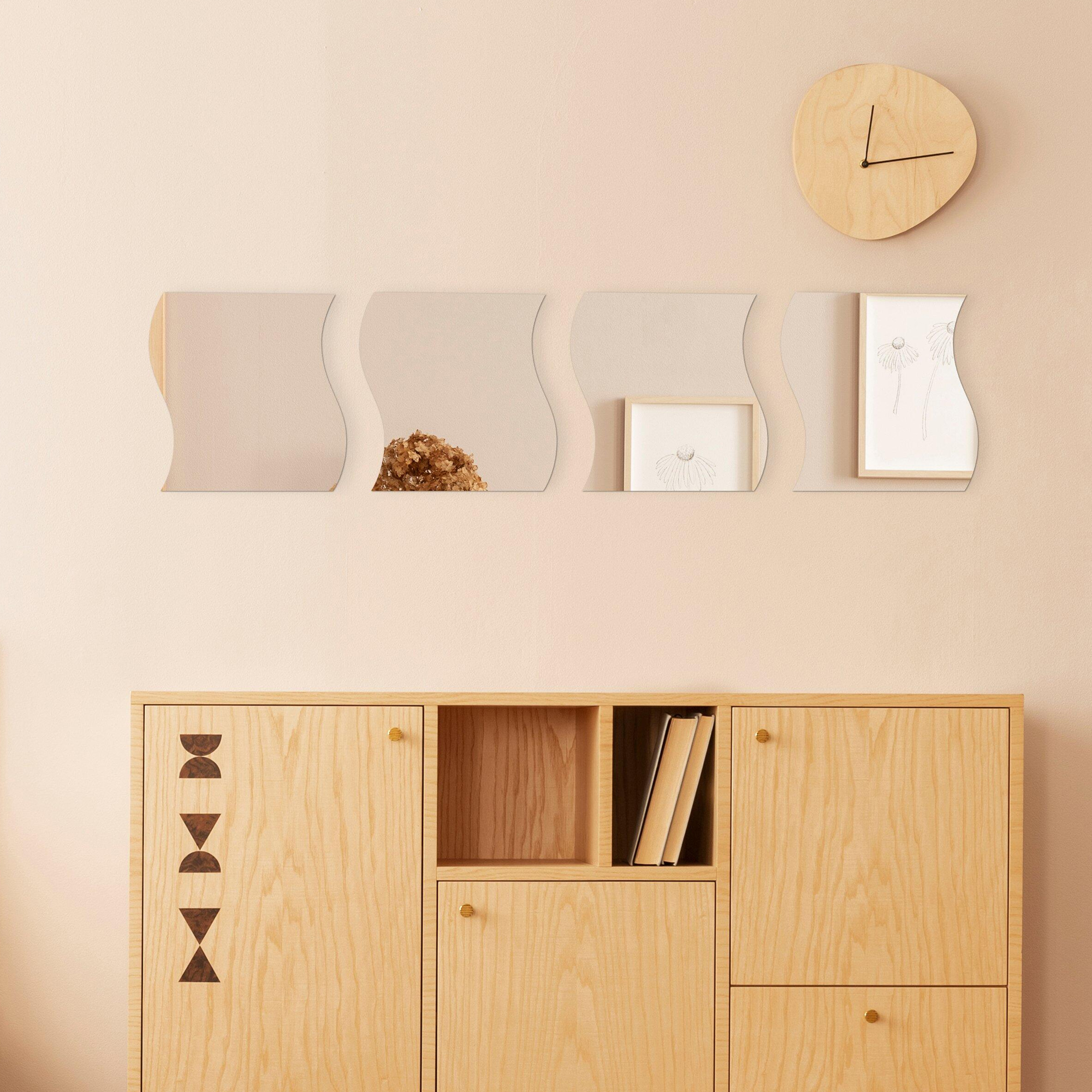 Small Decorative Wall Self Adhesive Shaped Mirrors - Set of 4