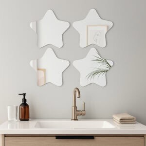 Small Decorative Wall Self Adhesive Shaped Mirrors - Set of 4