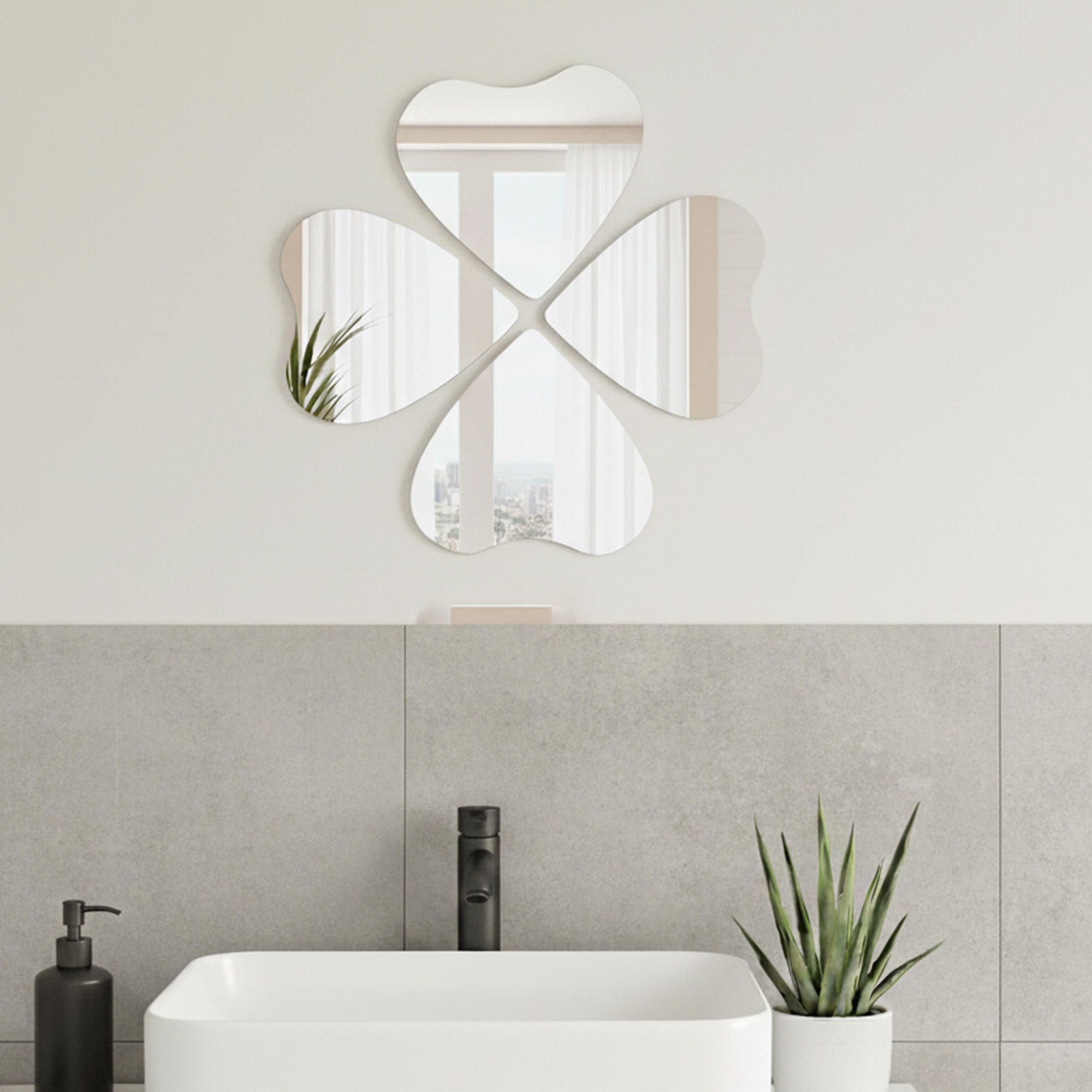 Small Decorative Wall Self Adhesive Shaped Mirrors - Set of 4