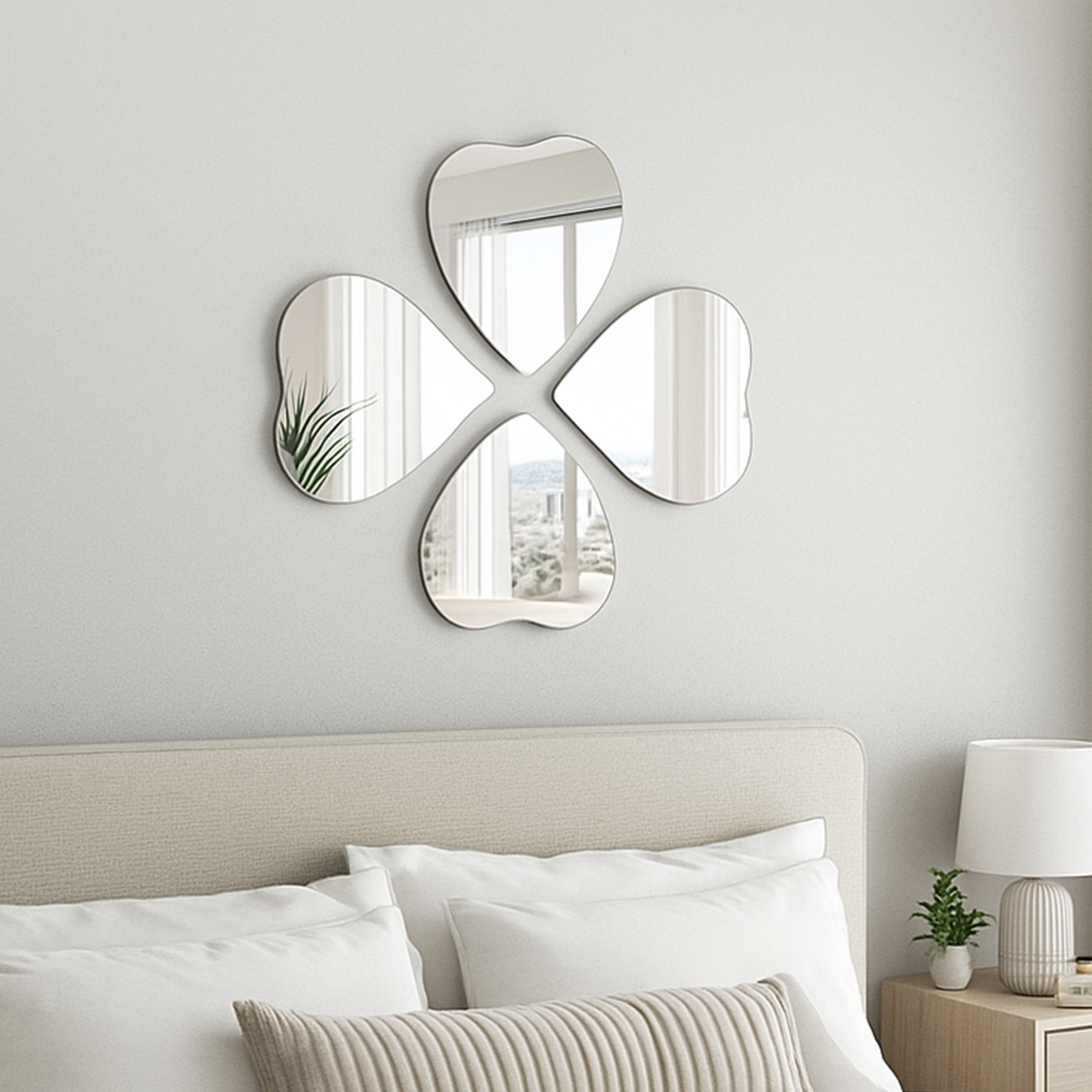 Small Decorative Wall Self Adhesive Shaped Mirrors - Set of 4