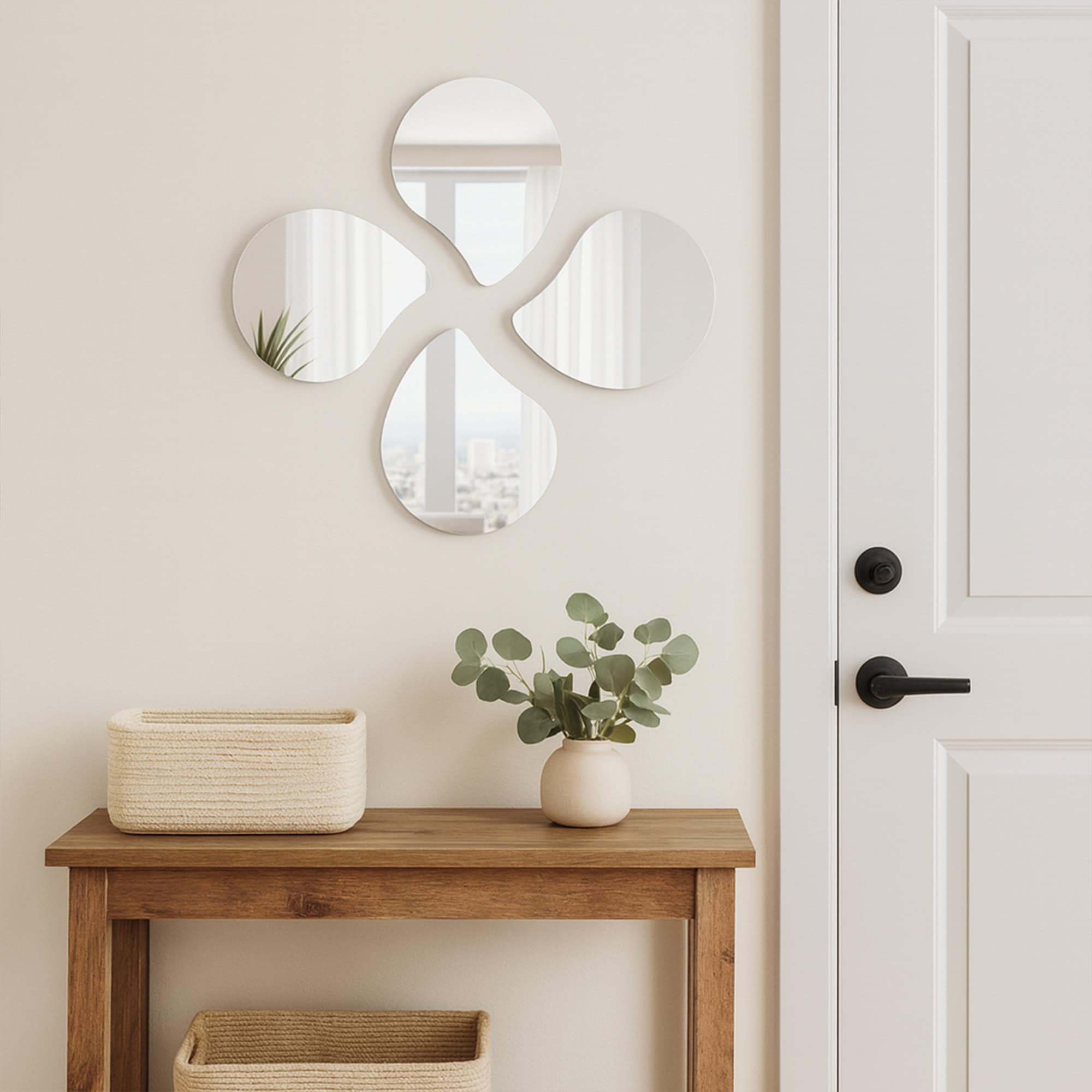 Small Decorative Wall Self Adhesive Shaped Mirrors - Set of 4