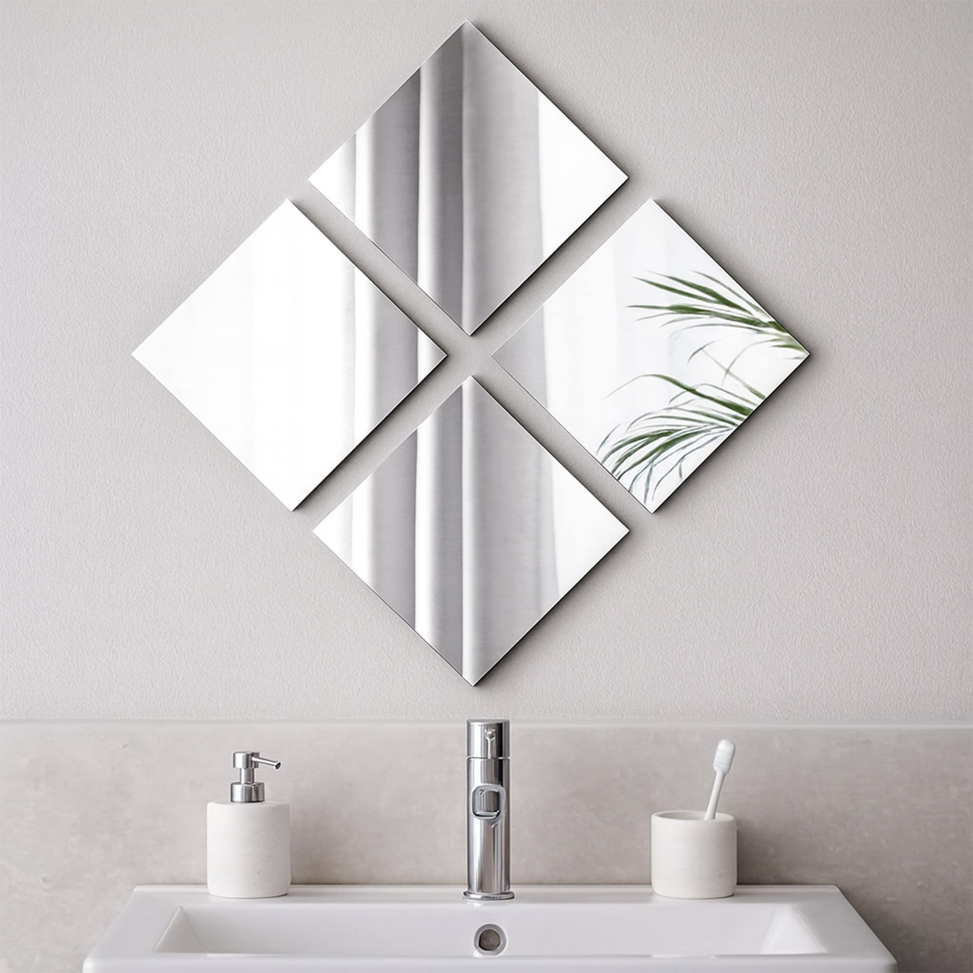 Big Decorative Wall Self Adhesive Shaped Mirrors - Set of 4