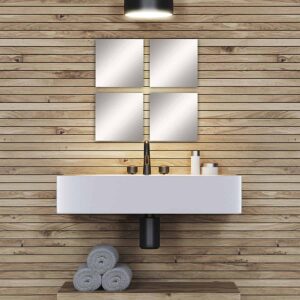 Small Decorative Wall Self Adhesive Shaped Mirrors - Set of 4