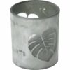 Decorative Tropical Leaf Design Glass Candle Holder - Big Size - Washed Almond Green