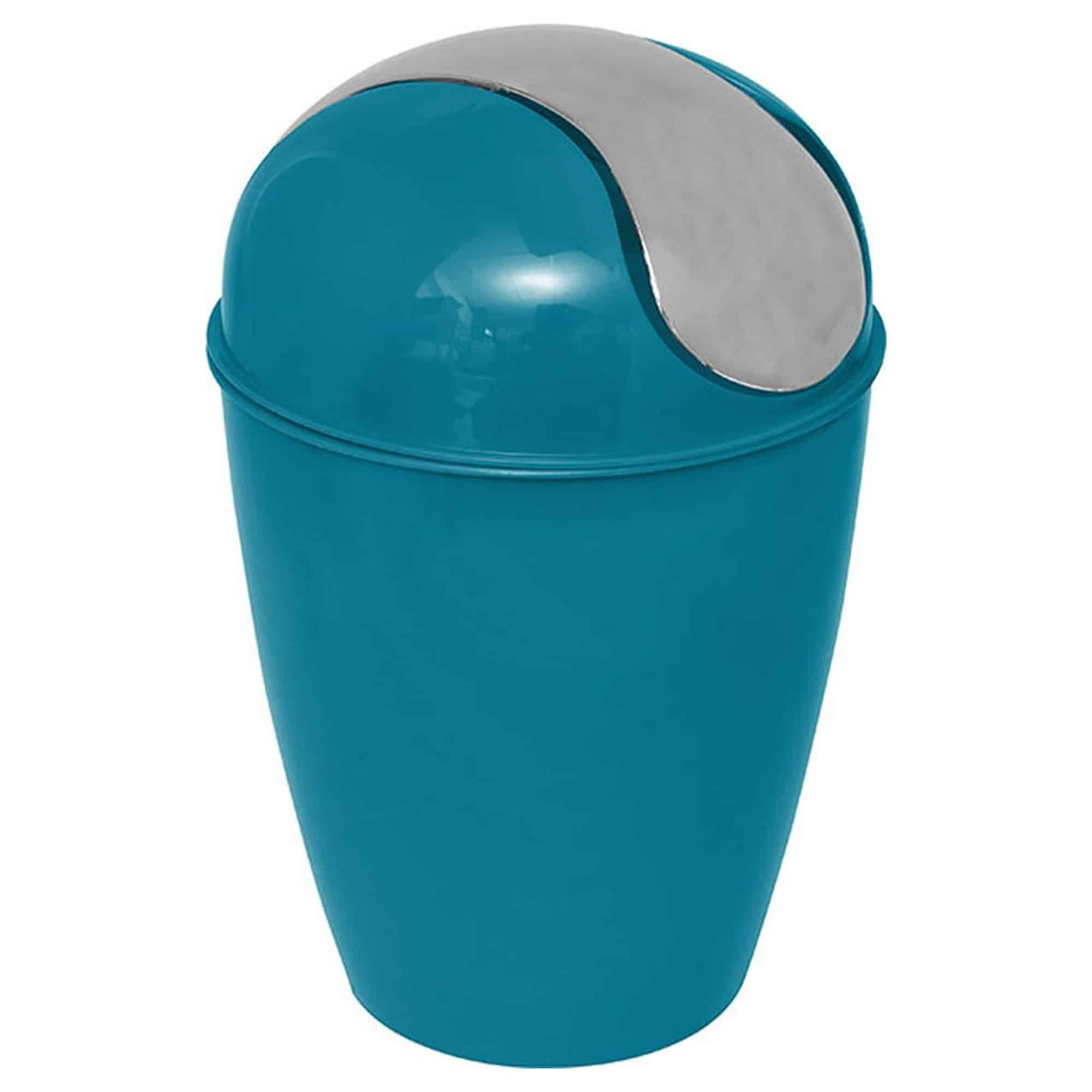 Round Bath Floor Trash Can Waste Bin 4.5-liters/1.2-gal - Peacock Blue