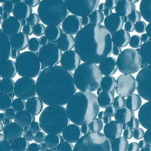 Close-up detail of peacock blue translucent bubble-textured shower mat surface