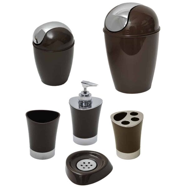 SHINY Collection Bath Accessory Set-6 Pieces Brown
