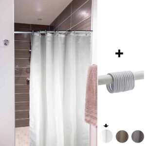 Mildew Resistant Small Stall Shower Curtain Liner Narrow Size 48 W x 72 H Inch 8 Matching Rings White