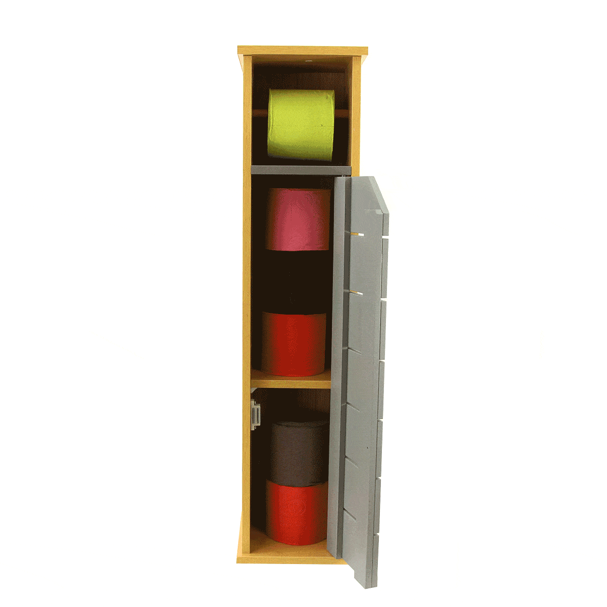 2 in 1 Toilet Roll Holder & Storage Unit with Door Bathroom