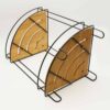 Freestanding Metal Wire Corner Shower Caddy - 2 Bamboo Shelves Brown-Black