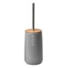 Bath D Collection Dolomite Round Toilet Bowl Brush and Holder Gray-Bamboo Top