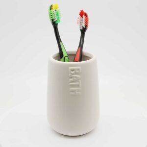 Bath D Collection Water Round Tumbler-Toothbrush Holder Dolomite White