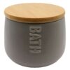 Bath D Collection Dolomite Round Cotton Box Gray-Bamboo Top