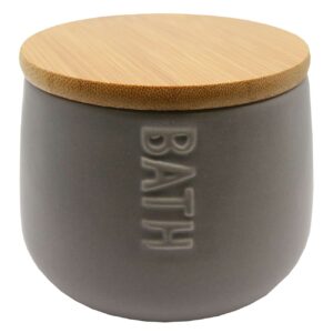 Bath D Collection Dolomite Round Cotton Box Gray-Bamboo Top