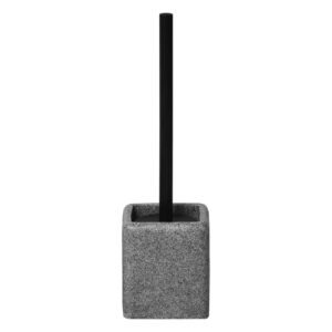 Granite Collection Polyresin Square Toilet Bowl Brush and Holder Gray