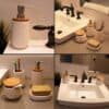 Bath D Dolomite Vanity Soap & Lotion Dispenser White-Bamboo Top