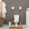 Bath D Collection Dolomite Round Toilet Bowl Brush and Holder Gray-Bamboo Top