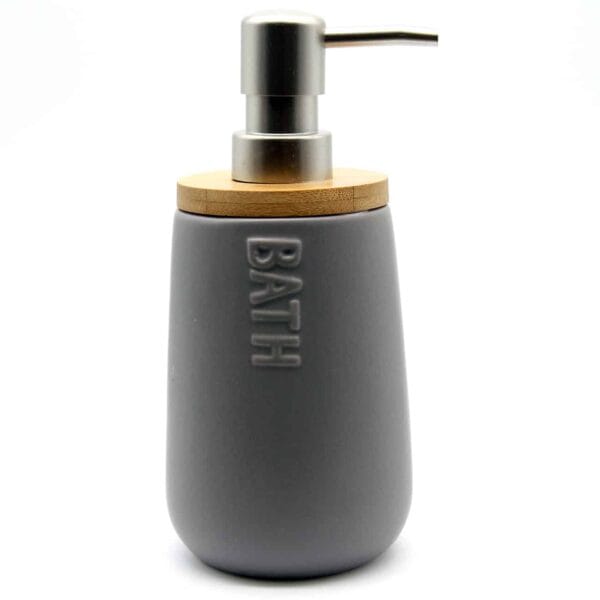 Bath D Dolomite Vanity Soap & Lotion Dispenser Gray-Bamboo Top