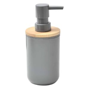 Bath Vanity Soap and Lotion Dispenser PADANG Grey-10 FL OZ-Bamboo Top