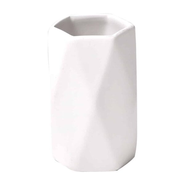 Vanity Bath Water Tumbler Diamond Stoneware White