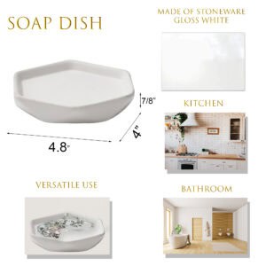 Soap dish feature graphic with dimensions and versatile use