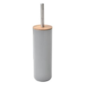 Gray Toilet Brush and Holder Set Padang with Bamboo Top - Stylish Bathroom Cleaning Solution for Modern Homes