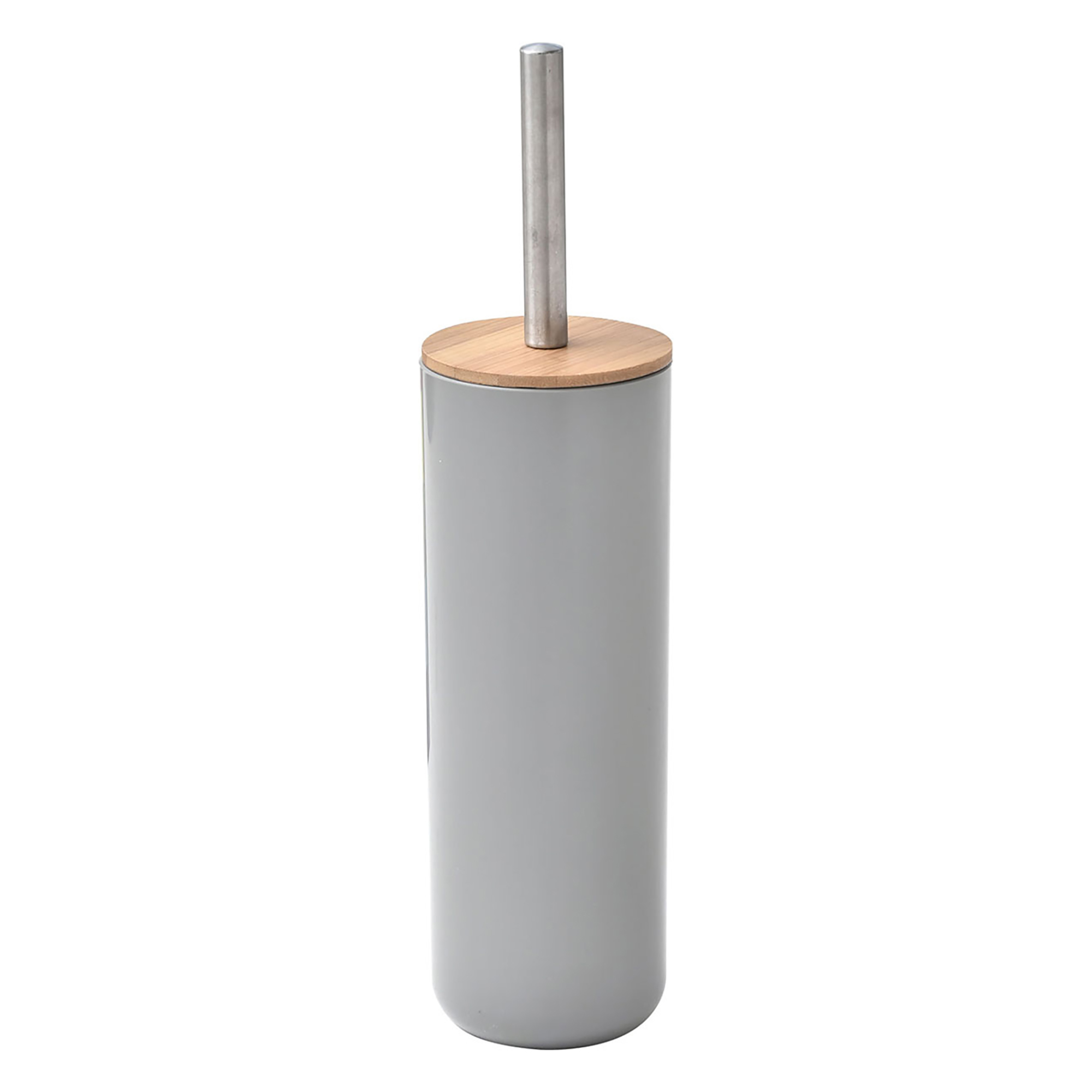 Gray Toilet Brush and Holder Set Padang with Bamboo Top - Stylish Bathroom Cleaning Solution for Modern Homes