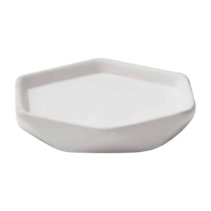 Bathroom Soap Dish Cup Diamond Stoneware White