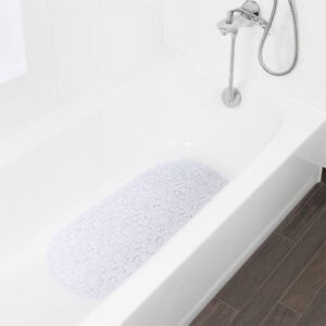 White pebbles bathtub mat in white tub