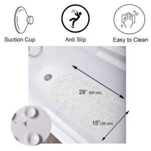 White bathtub mat features and dimensions diagram