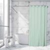Almond Green Extra Long Shower Curtain Polyester Hook Less Cubic 79"L x 71"W