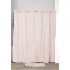 Hookless Shower Curtain Polyester Cubic- Color Matching Hooks 71L x 79H- 180 x 200 cm