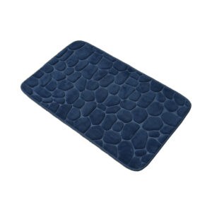 Memory Foam Pebble Bath Rug Navy Blue