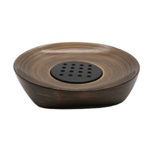 Bath Countertop Soap Dish Cup WENGE Effect-Resin-Brown Gold