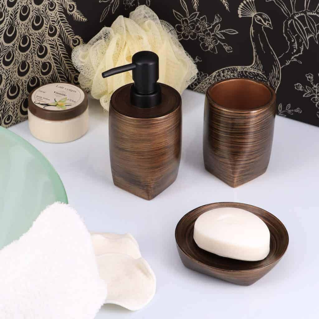 Bathroom Soap Dish Cup Diamond Stoneware Grey