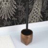 Bathroom Toilet Bowl Brush and Holder WENGE Effect-Resin-Brown Gold