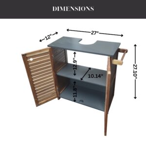 Cabinet Dimensions – Diagram showing width, height, and storage measurements.