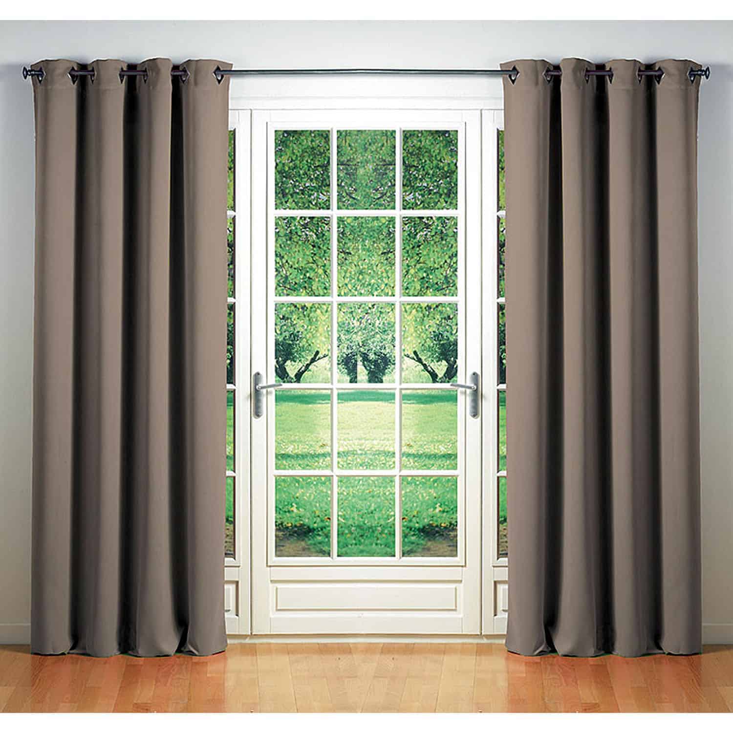 Blackout Window Curtain Panel Square Grommets Cocoon Solid Color 55 W x 102''L 55 W X 102''L Dark Beige