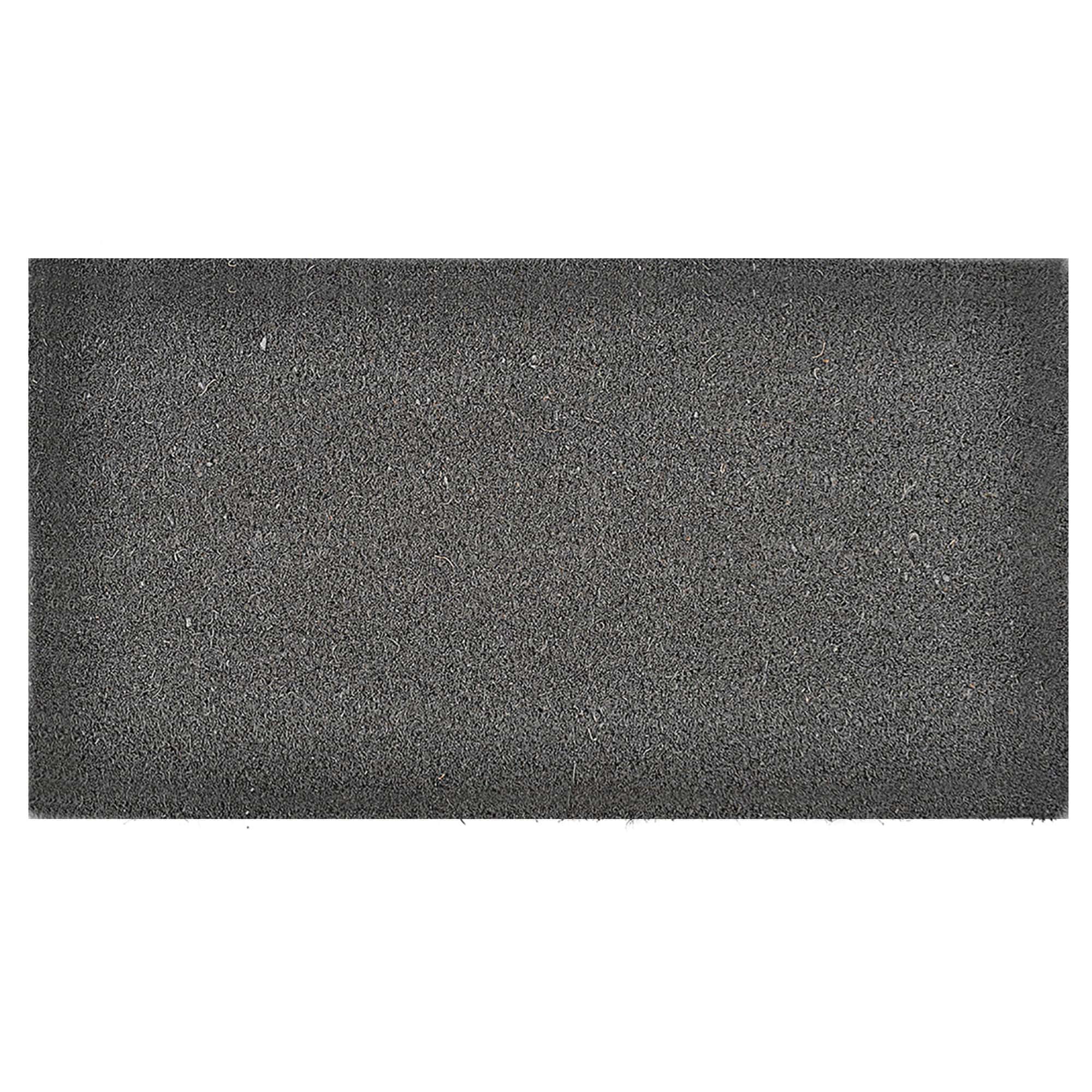 “Grey coir doormat 24x13 inches on white background”
