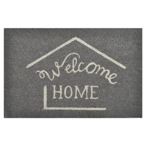 Grey welcome home doormat 24x16 inches with house outline design