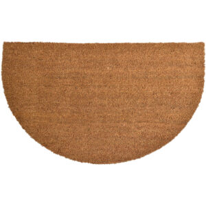 natural half-round coir doormat on white background