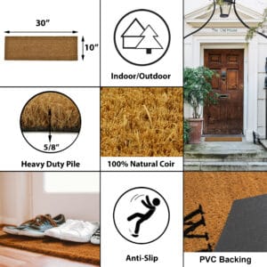dimensions, materials and other features of the coconut door mat