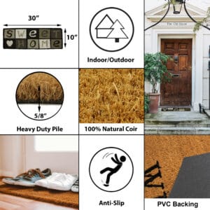 dimensions, materials and other features of the coconut door mat