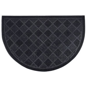 Half round black rubber door mat isolated on white background